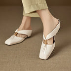 Aviel Genuine Leather Cross Strap Flats