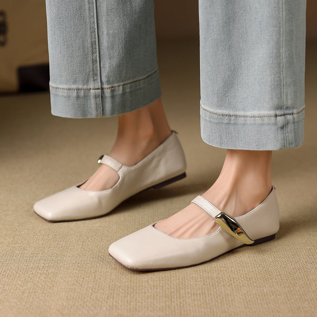 Freya Genuine Leather Mary Jane Flats