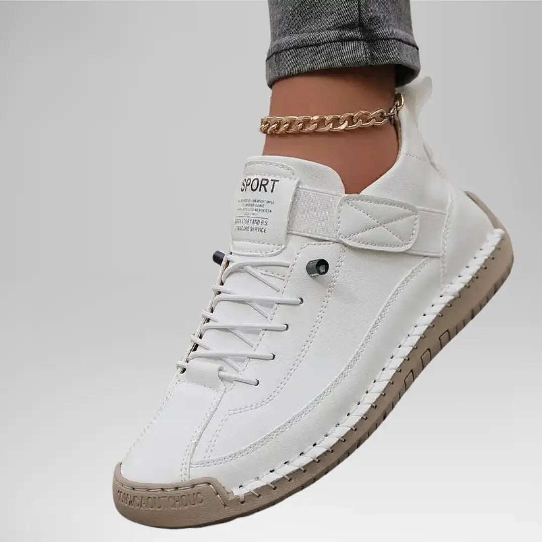 Emiline | Women Leather Support Sneakers With Slow Rebound EVA Sole For Standing Working Or Long Days