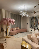 Ostrich Feather Brass Floor Lamp