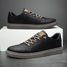 Winslow | Men Italian Leather Trainers With Padded Support Canvas Laces And Rubber Sole For Tailored Or Casual