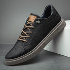 Winslow | Men Italian Leather Trainers With Padded Support Canvas Laces And Rubber Sole For Tailored Or Casual