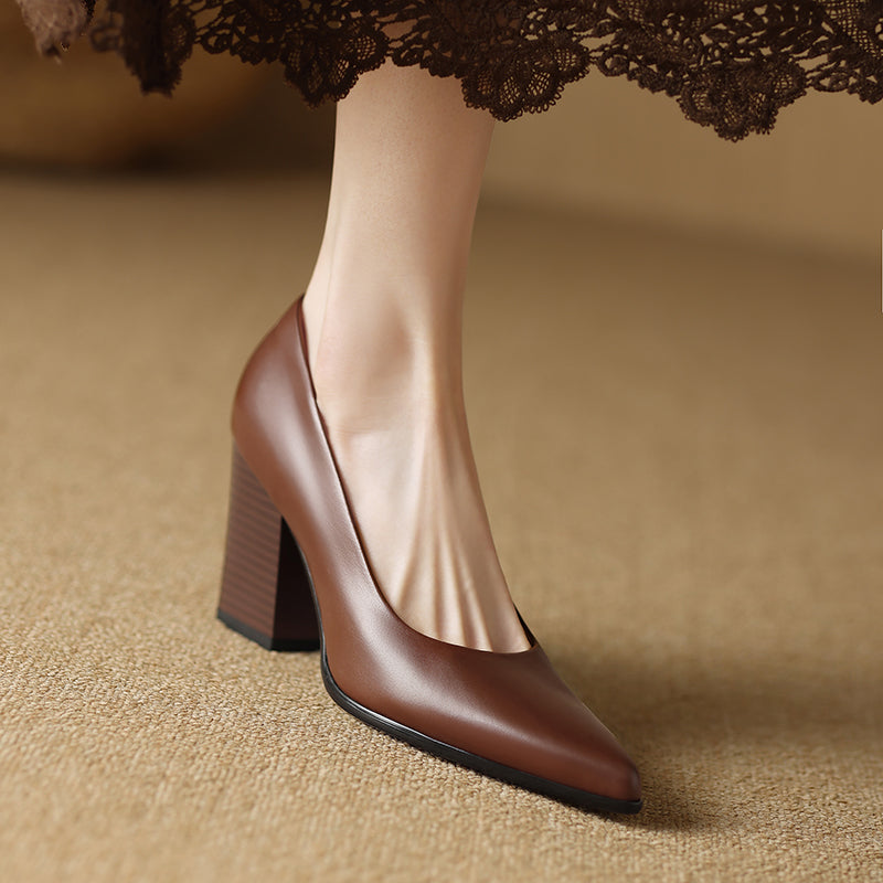 Verona | Women Pointed Toe Pumps With Block Heel