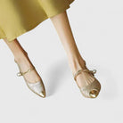 Seraphyane | Women Floral Jacquard Kitten Heels With Pearl Strap And Polished Metal Accents For Wedding Guest