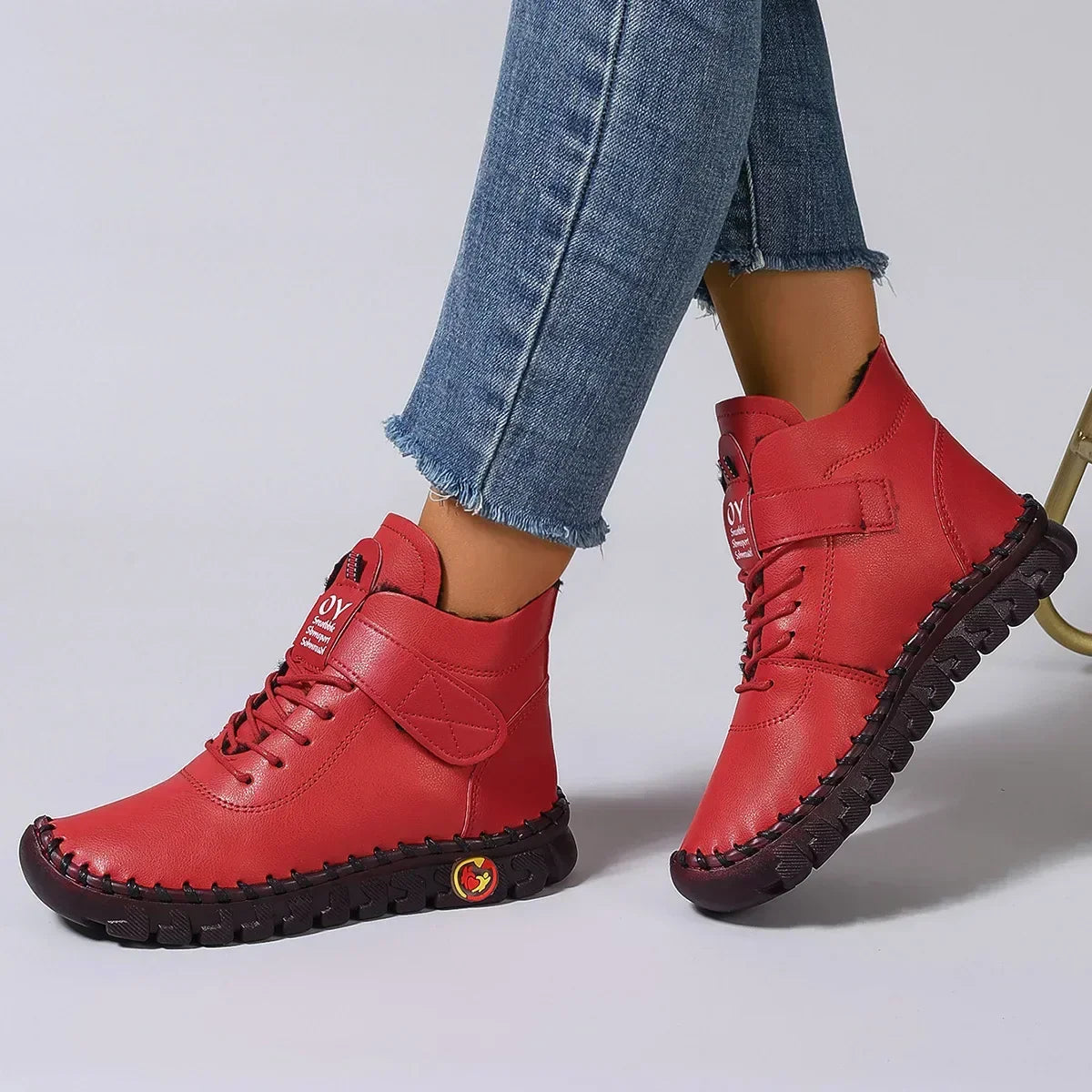 Vexia | Women Fleece Lined Round Toe Boots With Stitched Detail