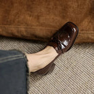 Dorothy | Women Leather Loafer Pumps With Tassel Accent Block Heel Rubber Sole And Rounded Toe For Work