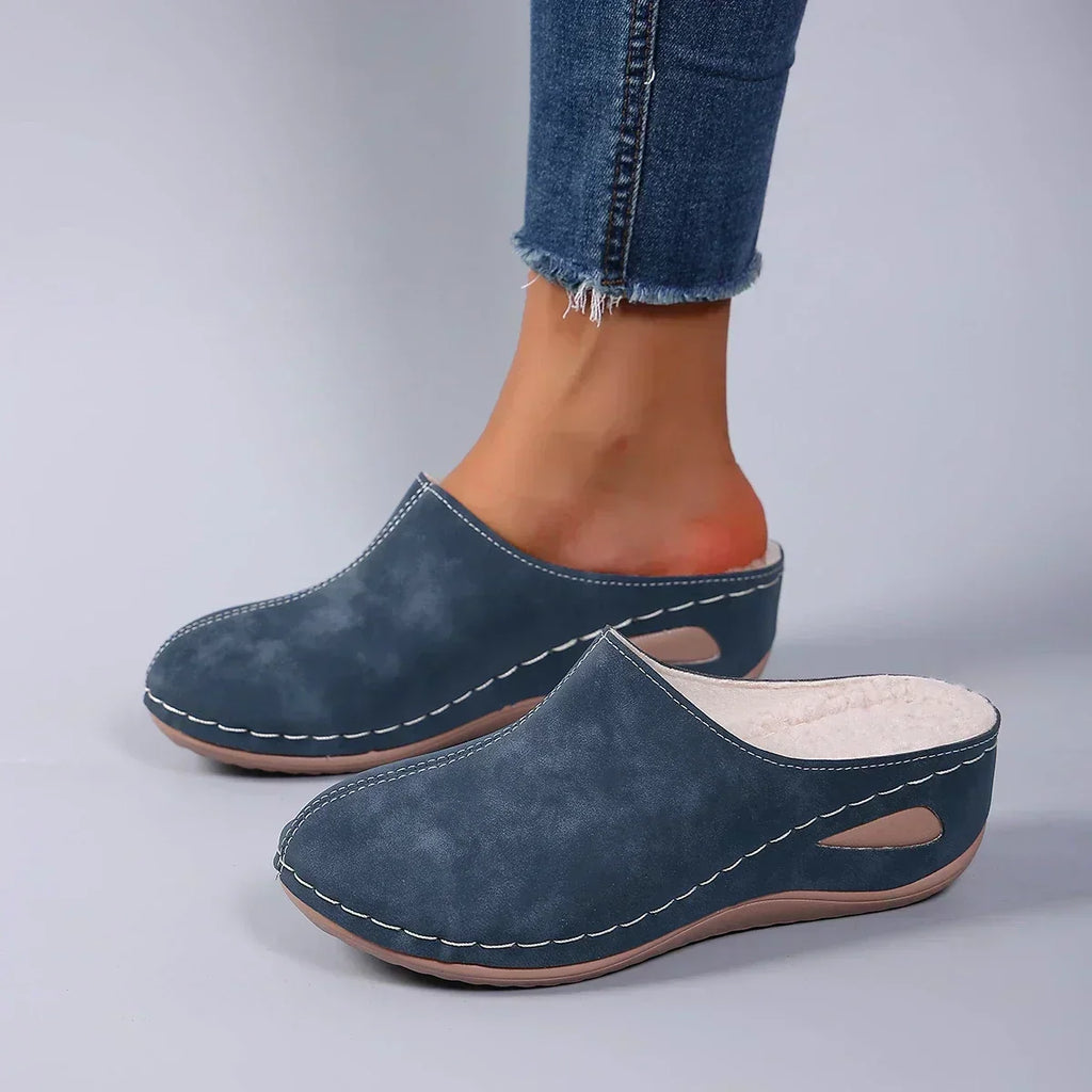 Sophia | Women Closed Toe Slip On Sandals With Flat Sole