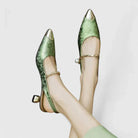 Seraphyane | Women Floral Jacquard Kitten Heels With Pearl Strap And Polished Metal Accents For Wedding Guest