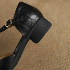 Beatrix | Women Leather Mary Janes With T Strap Metal Buckle Rounded Toe And Flat Heel For Everyday Wear