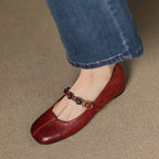 Rosie Genuine Leather Mary Jane Ballet Flats