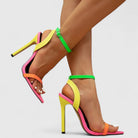 Halsey | Women Multicolour Block Stiletto Heels With Adjustable Ankle Strap And Cushioned Insole For Evening Occasions