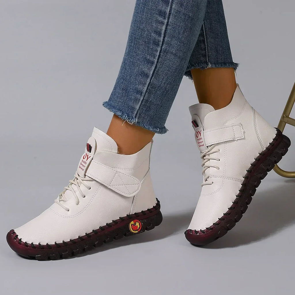Vexia | Women Fleece Lined Round Toe Boots With Stitched Detail