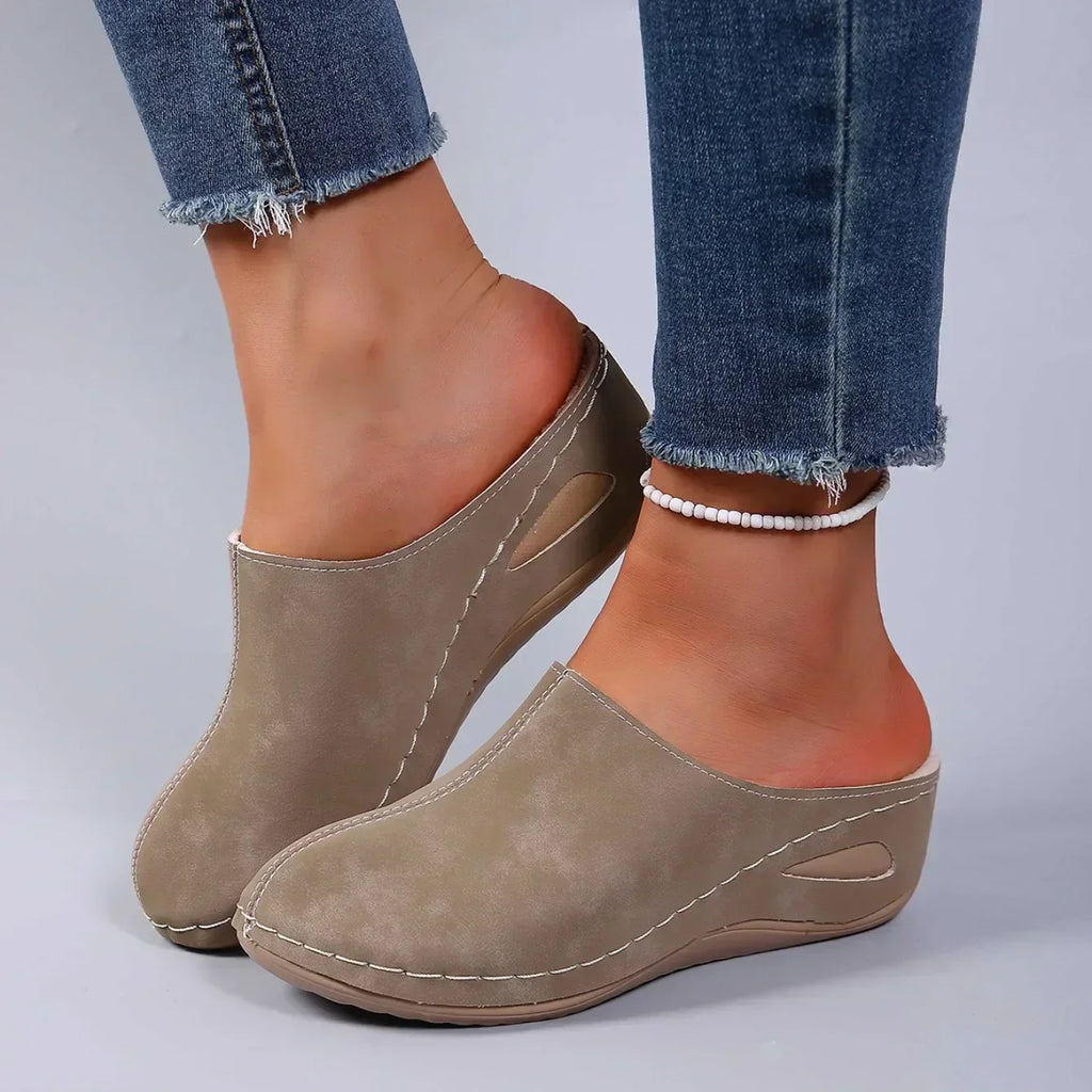 Sophia | Women Closed Toe Slip On Sandals With Flat Sole