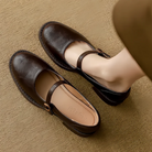 Imogen | Women Leather Mary Janes With Adjustable Strap Cushioned Insole And Low Block Heel For Everyday Wear