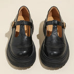 Farisse | Women Round Toe T Bar Mary Janes With Buckle Strap