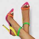 Halsey | Women Multicolour Block Stiletto Heels With Adjustable Ankle Strap And Cushioned Insole For Evening Occasions