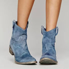 Camellia | Women Western Cowboy Ankle Boots With Cushioned Insole For Everyday Wear And Weekend Outings