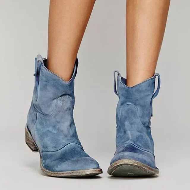 Camellia | Women Western Cowboy Ankle Boots With Cushioned Insole For Everyday Wear And Weekend Outings