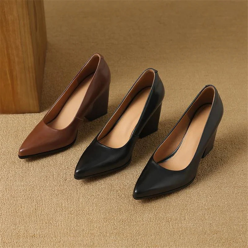 Verona | Women Pointed Toe Pumps With Block Heel