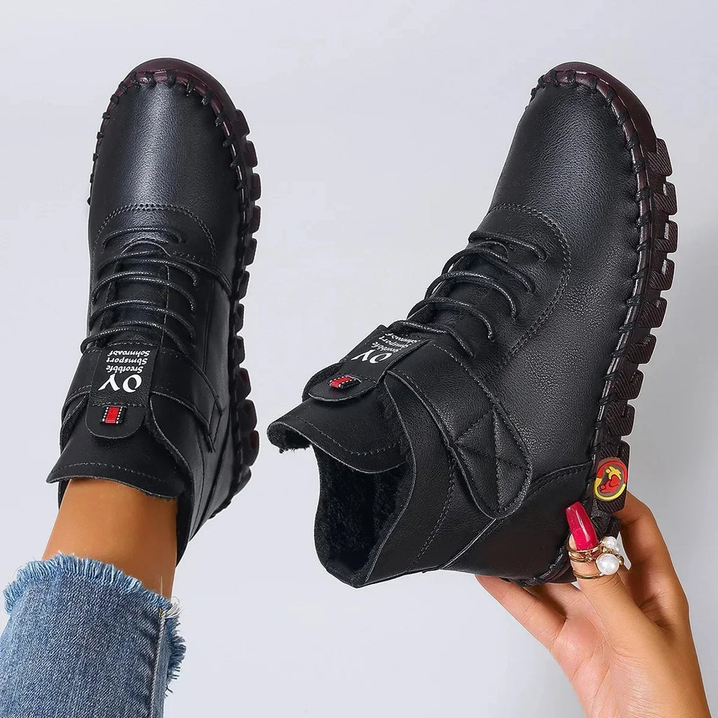 Vexia | Women Fleece Lined Round Toe Boots With Stitched Detail