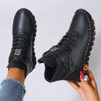 Vexia | Women Fleece Lined Round Toe Boots With Stitched Detail