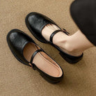 Imogen | Women Leather Mary Janes With Adjustable Strap Cushioned Insole And Low Block Heel For Everyday Wear