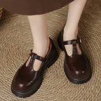 Farisse | Women Round Toe T Bar Mary Janes With Buckle Strap
