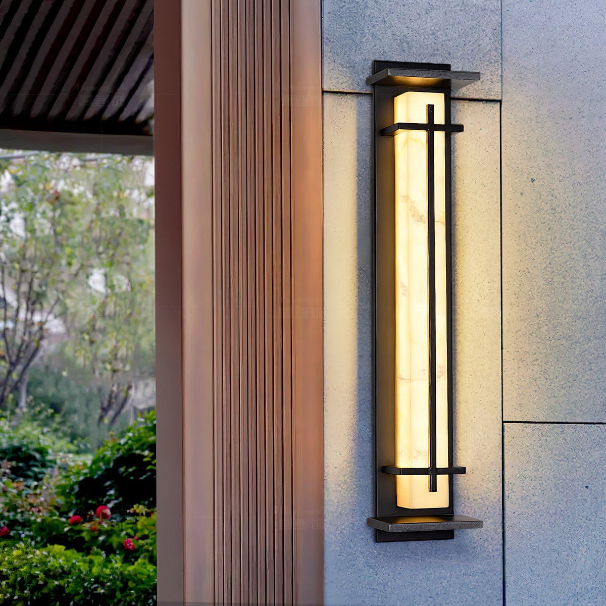 Square Outdoor Alabaster Wall Light