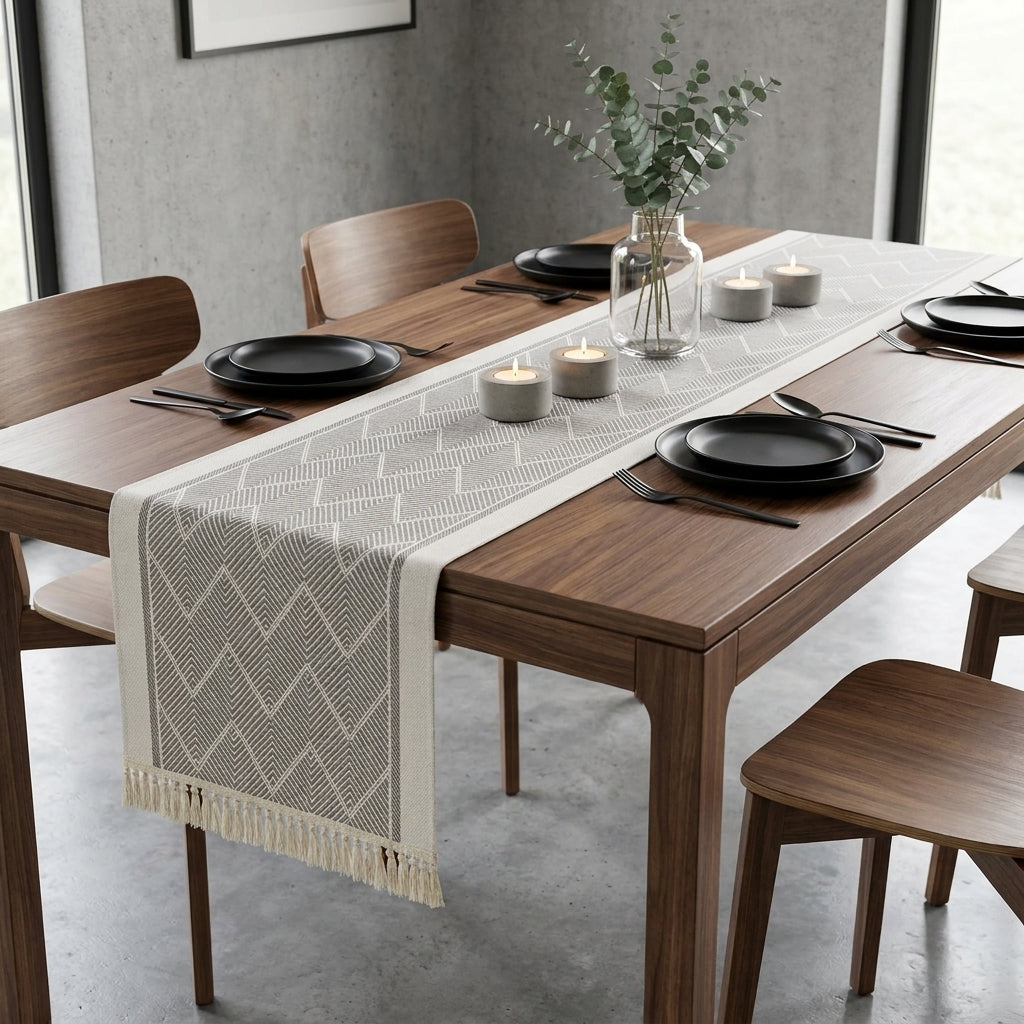 Elegant Table Runner with Woven Texture