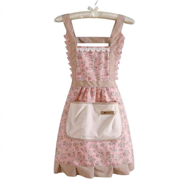 Kitchen Apron With Floral Pattern and Water-Repellent Surface