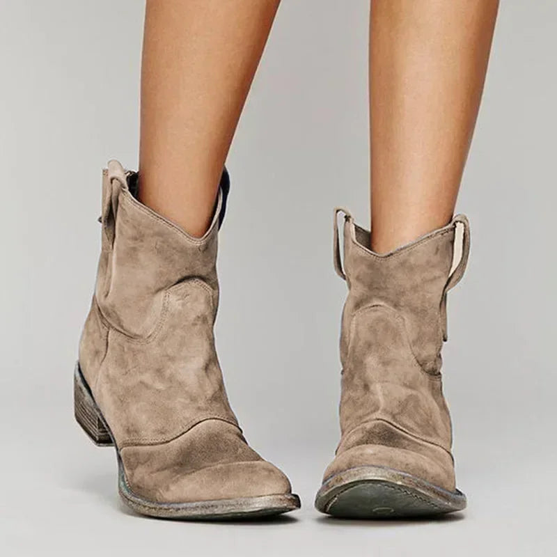 Camellia | Women Western Cowboy Ankle Boots With Cushioned Insole For Everyday Wear And Weekend Outings