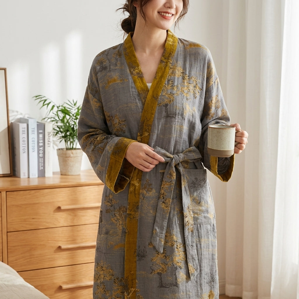Loose-Fitting Kimono-Style Bathrobe