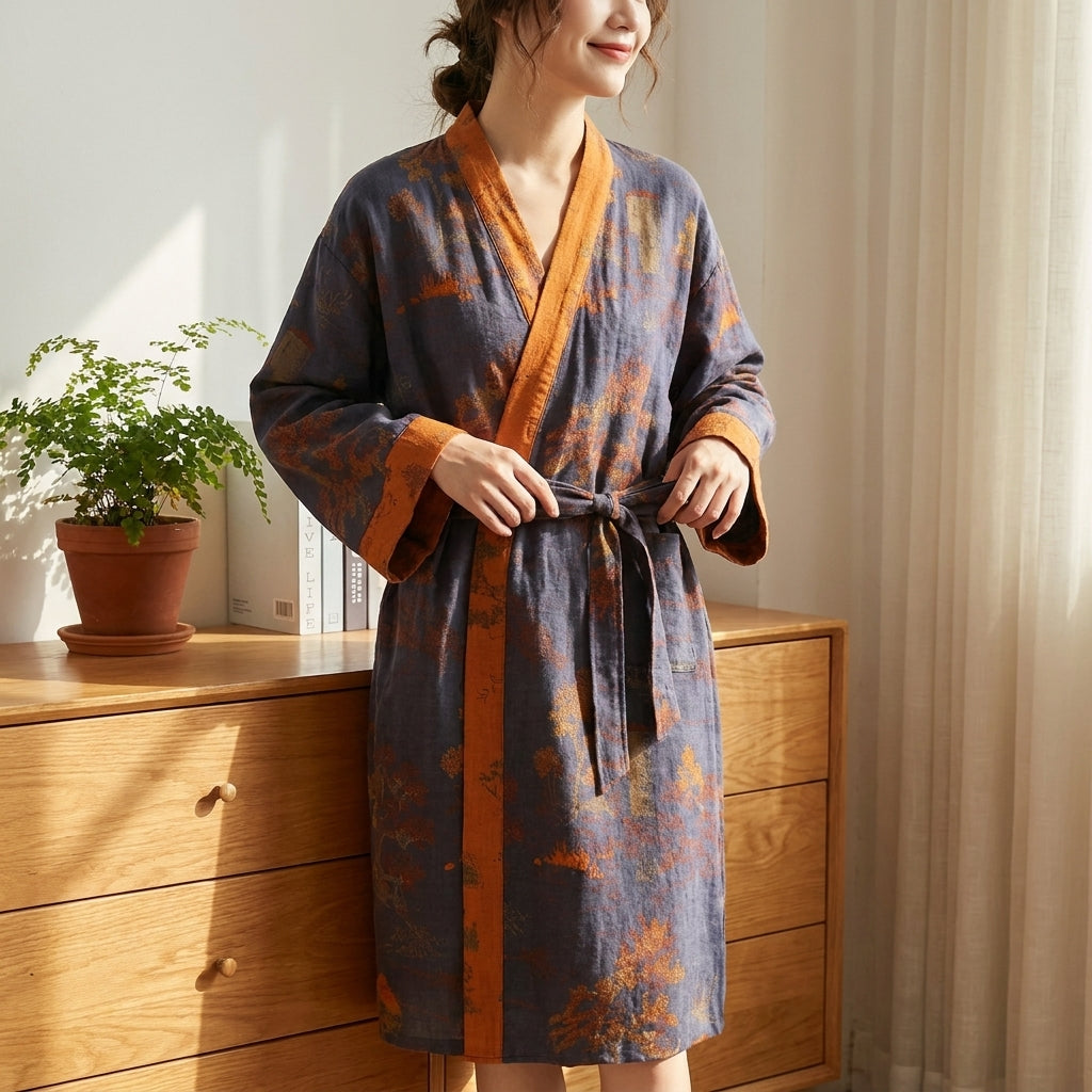 Loose-Fitting Kimono-Style Bathrobe