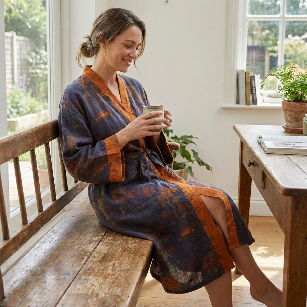 Loose-Fitting Kimono-Style Bathrobe