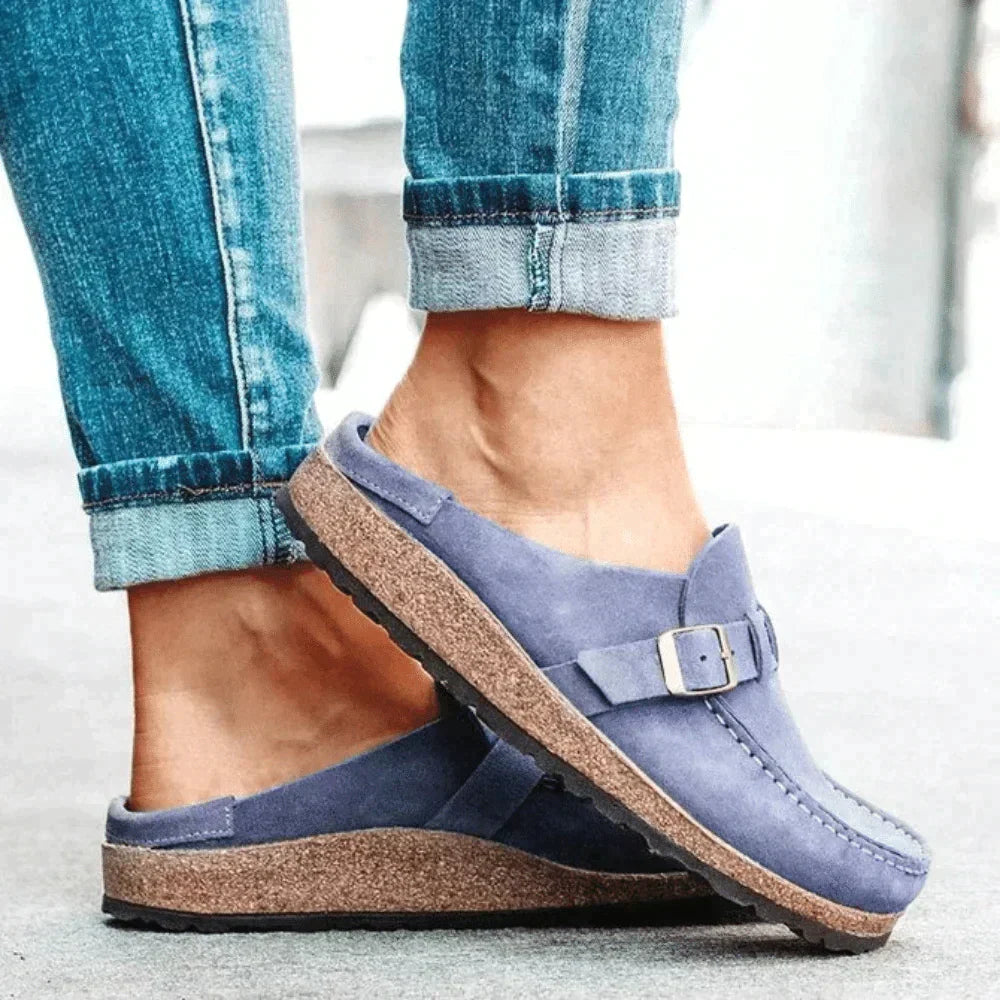 Heather | Women Closed Toe Slip On Slippers With Low Heel