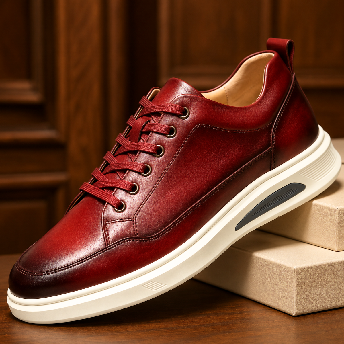 Selwyn | Men Full Grain Leather Trainers With Cushioned Footbed And Grip Sole For Smart Or Casual Wear