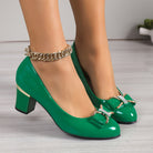 Evelyn | Women Classic Bow Detail Heels With Stable Mid Heel And Cushioned Inner Sole For Work Dinner Or Occasions