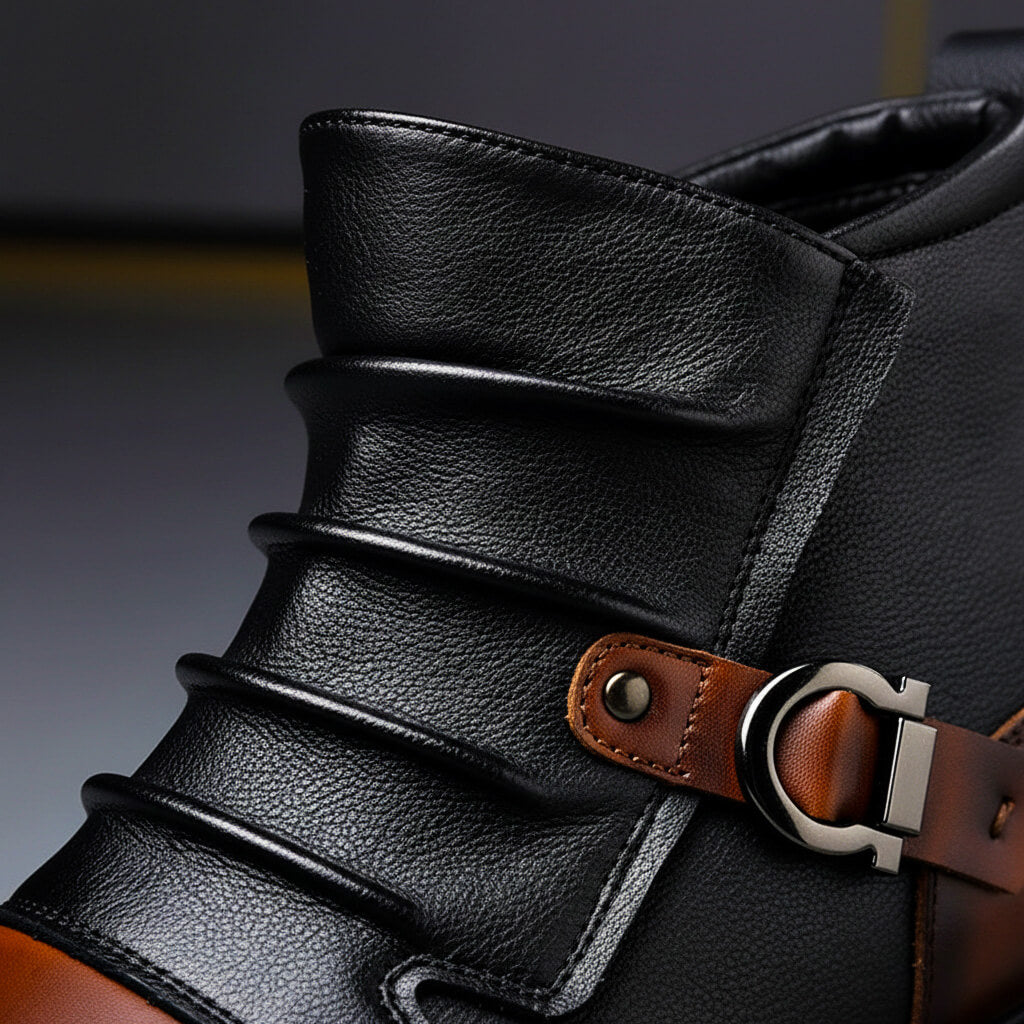Lawson | Men Italian Leather Boots With Polished Finish Hand Stitched Construction Cushioned Insole And Sturdy Outsole