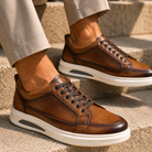 Selwyn | Men Full Grain Leather Trainers With Cushioned Footbed And Grip Sole For Smart Or Casual Wear