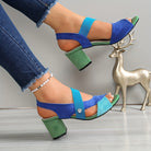 Elodie | Women Cross Strap Block Heels With Elasticised Fit For Daily Outings Or Dinners