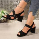Linda | Women Open Toe Block Heels With Stretch Straps And Cushioned Sole For Daily Wear Dinners Or Occasions