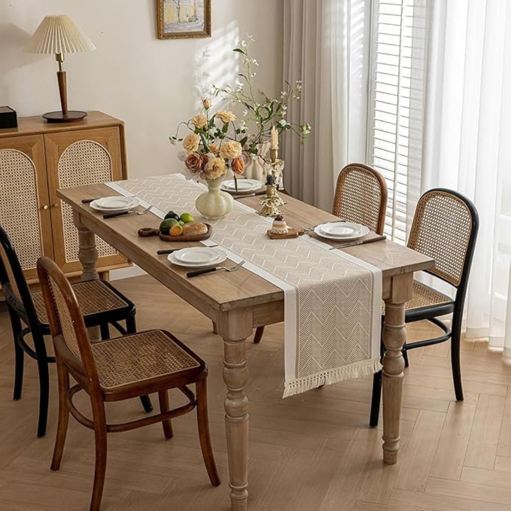 Elegant Table Runner with Woven Texture