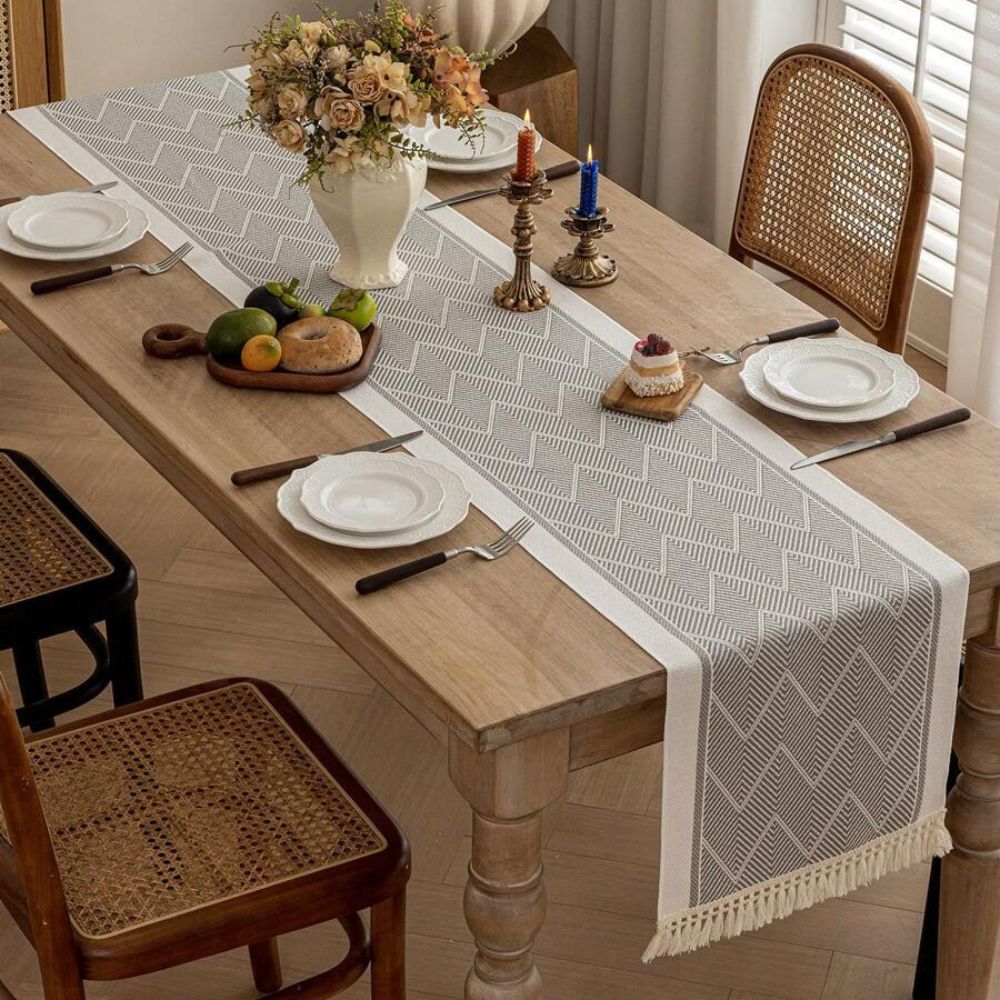 Elegant Table Runner with Woven Texture