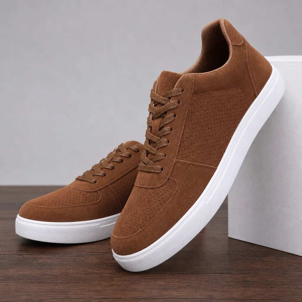 Elijah Perforated Sneakers - Color:Brown;Size:39