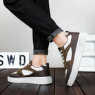 Marston | Men Leather Finish Sneakers With Perforated Toe Cushioned Insole And Padded Collar For Everyday Wear