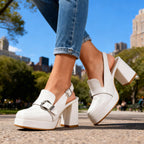 Arianna | Women Wide Buckle Strap Slingback Heels With Platform