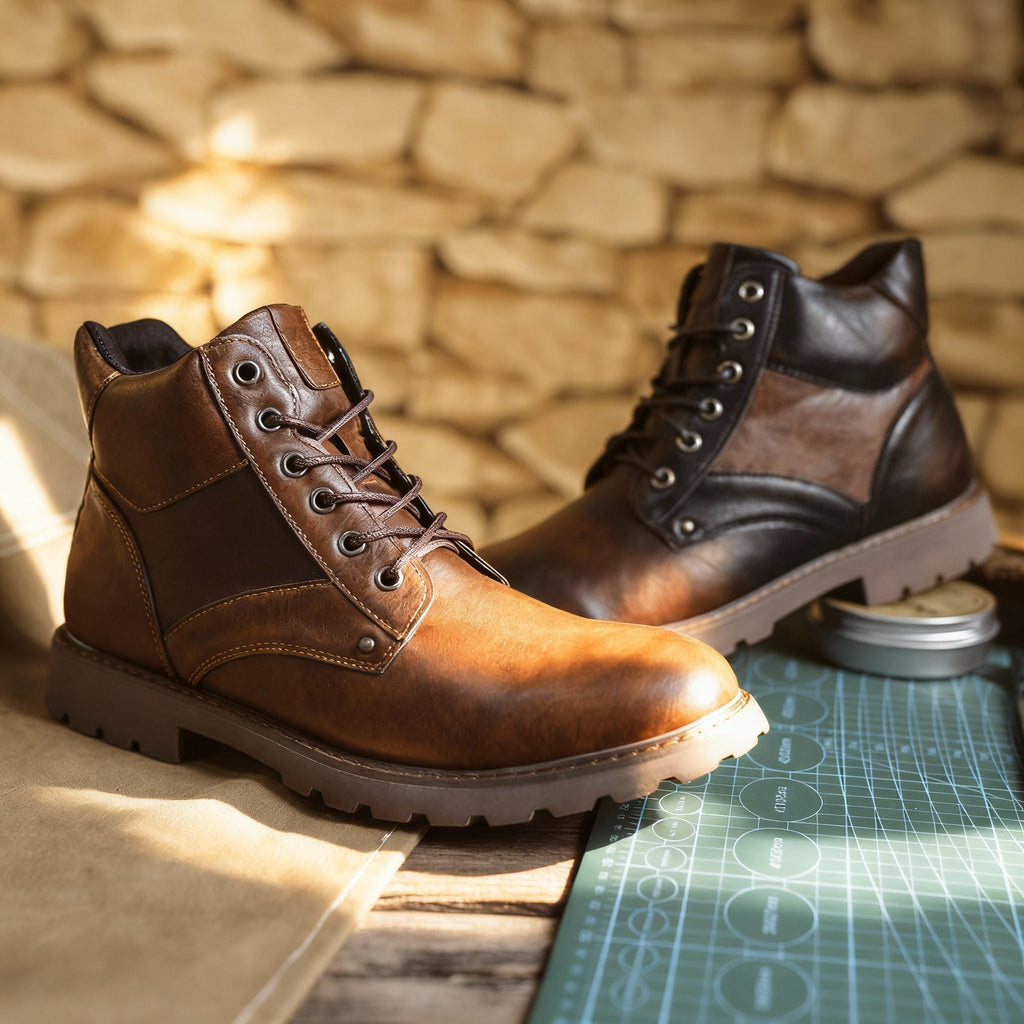 Ashcroft | Men Leather Work Boots With Reinforced Panels