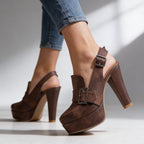 Verity | Women Retro Platform Block Heels With Adjustable Slingback