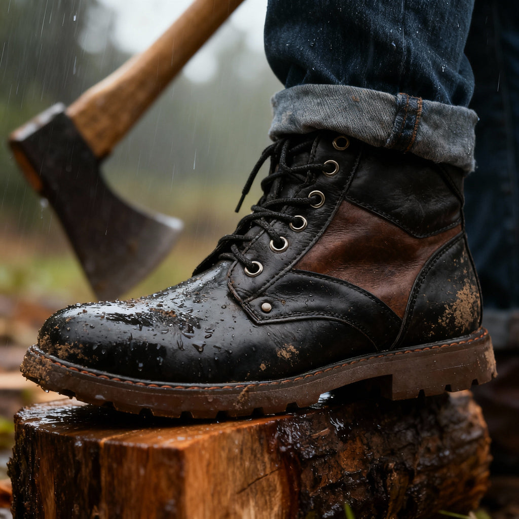 Ashcroft | Men Leather Work Boots With Reinforced Panels