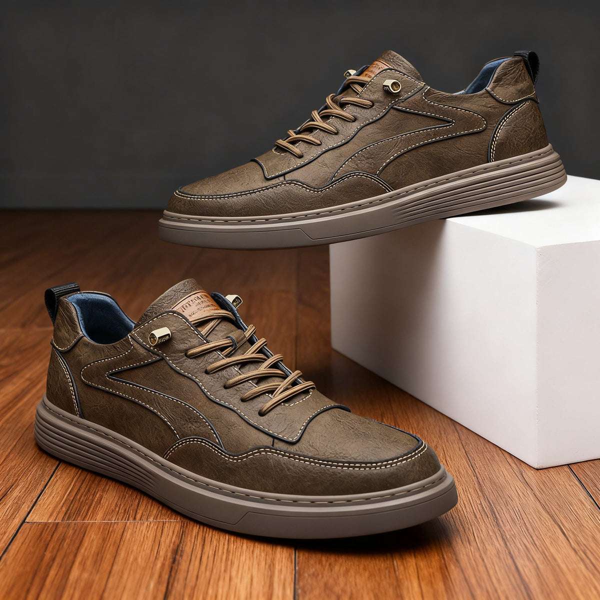 Clint | Men Leather Sneakers With Lined Interior Padded Heel Cushioned Insole And Sturdy Outsole For Daily Wear